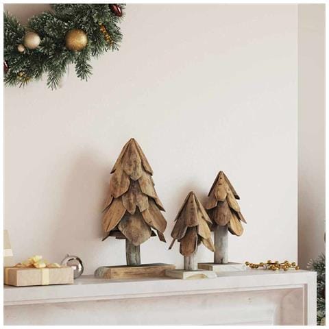 Albero di Natale 3 pcs Marrone Legno massello di teak - Foto 2