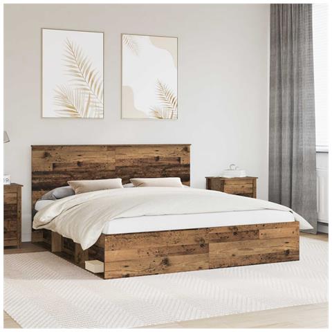 Struttura del letto Legno vecchio 200 x 200 cm Pino massello - Foto 2