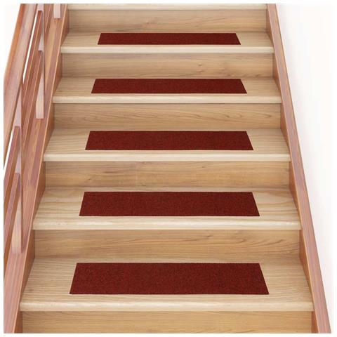 Tappetini per scale autoadesivi 30 pz 76x20 cm Bordeaux Rosso Rettangolari - Foto 2