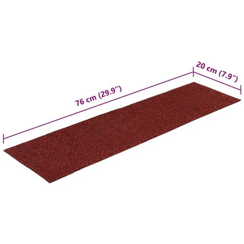 Tappetini per scale autoadesivi 30 pz 76x20 cm Bordeaux Rosso Rettangolari - Foto 8