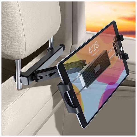 Supporto Universale Nero Per Poggiatesta Auto Per Telefono E Tablet, Supporto Regolabile Per Dispositivi Da 4.7-12.9"" - Foto 4