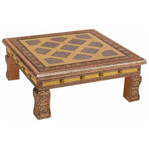 Tavolino In Metallo Goffrato Color Rame 38x38x14h - Foto 1
