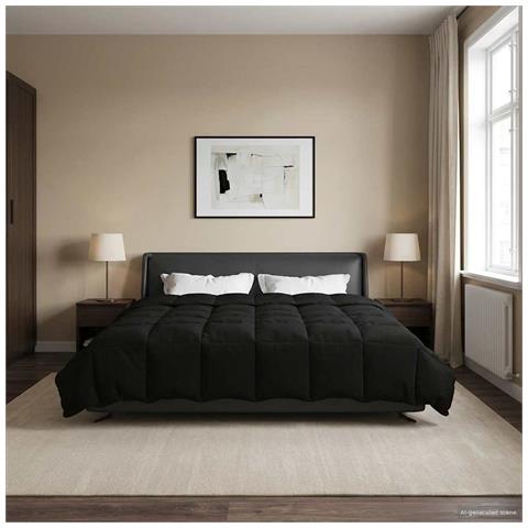Duvet Invernale Trapuntato Nero 240 x 260 cm Microfibra - Foto 2