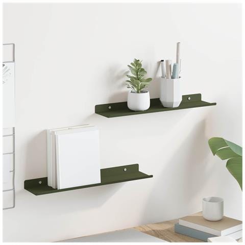 Scaffale da parete 2 pcs Verde oliva 40 x 9 x 2,5 cm - Foto 2