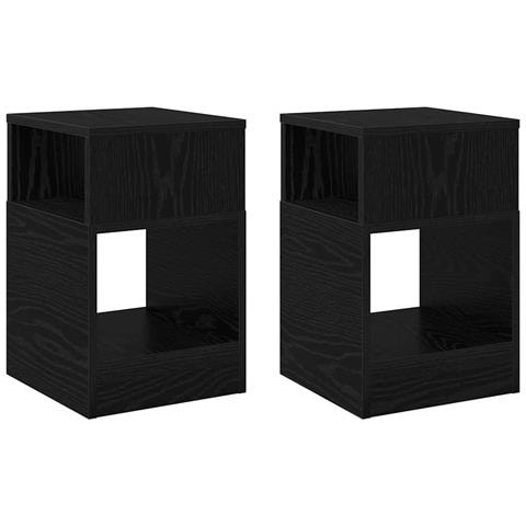 Tavolino 2 pcs Rovere Nero 30,5 x 30 x 45 cm Legno multistrato - Foto 1