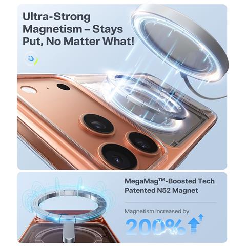 Cover per iPhone 17 Pro Max - TPU+PC, Trasparente, MagSafe - Foto 2