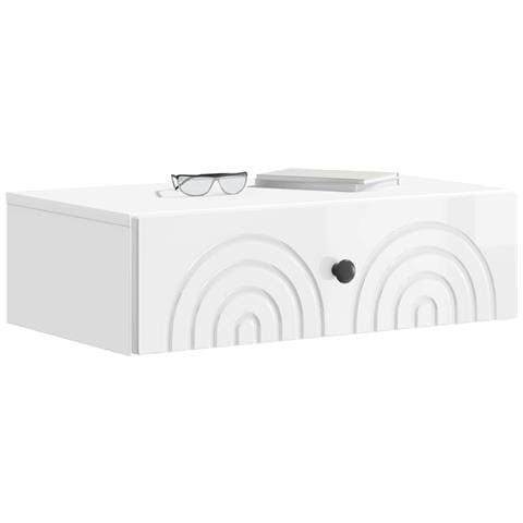 Tavolino da Parete Laterale Bianco Lucido 59 x 34,5 x 17 cm - Foto 2