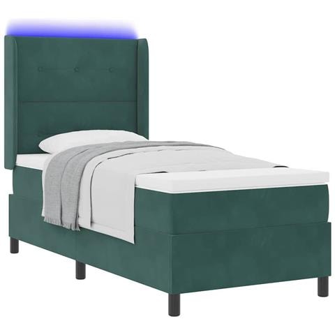 Letto a molle con materasso Verde Scuro 80 x 200 cm Velluto - Foto 1