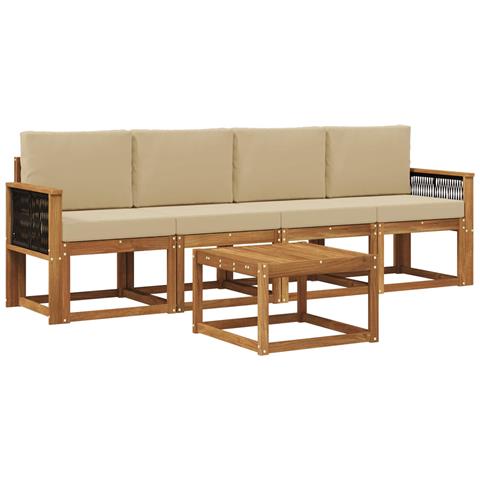 Set di divani da esterno con cuscino 4 pcs Naturale - Foto 1