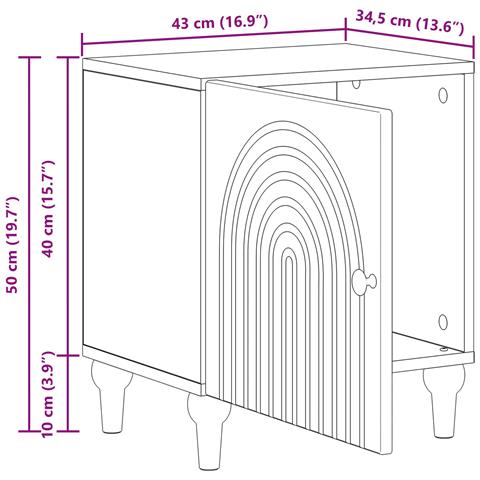 Armadio da Notte Legno antico 43 x 34,5 x 50 cm - Foto 9
