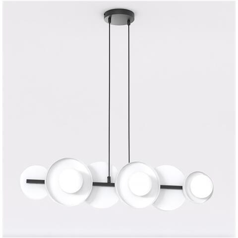 Lampada A Sospensione Model Con Struttura In Acciaio Nero E Diffusori Bianchi - Foto 1