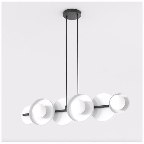 Lampada A Sospensione Model Con Struttura In Acciaio Nero E Diffusori Bianchi - Foto 2