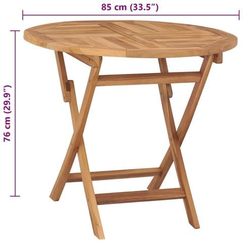 Tavolo Pieghevole Per Esterno In Massello Di Teak Tondo 85x76cm - Foto 2