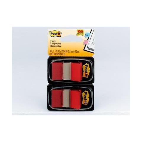 Flags - Red - 2,50cm (1"") Wide - 50/dispenser - 2 Dispensers /pack Selbstklebende Fahne 50 Blätter (680-rd2) - Foto 2