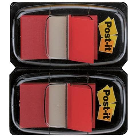 Flags - Red - 2,50cm (1"") Wide - 50/dispenser - 2 Dispensers /pack Selbstklebende Fahne 50 Blätter (680-rd2) - Foto 1