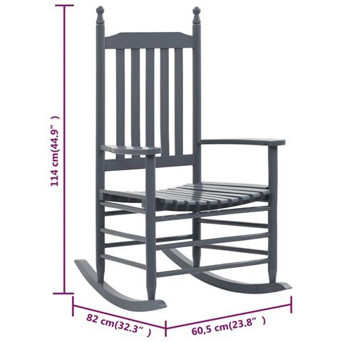 Sedia a Dondolo con Seduta Curva Grigio in Legno di Pioppo - Foto 2
