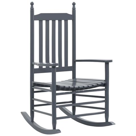 Sedia a Dondolo con Seduta Curva Grigio in Legno di Pioppo - Foto 1