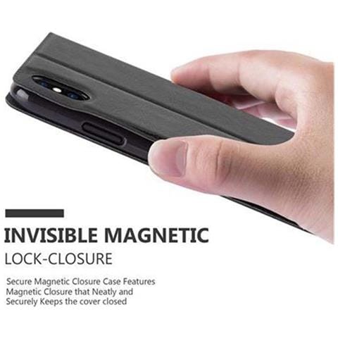 Cadorabo Custodia Compatibile Con Apple Iphone X / Xs In Nero Cometa - Coperchio Protettivo Con Chiusura Magnetica, Funzione Stand E 2 Finestre Di Visualizzazione - Foto 10