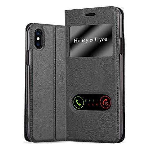 Cadorabo Custodia Compatibile Con Apple Iphone X / Xs In Nero Cometa - Coperchio Protettivo Con Chiusura Magnetica, Funzione Stand E 2 Finestre Di Visualizzazione - Foto 1
