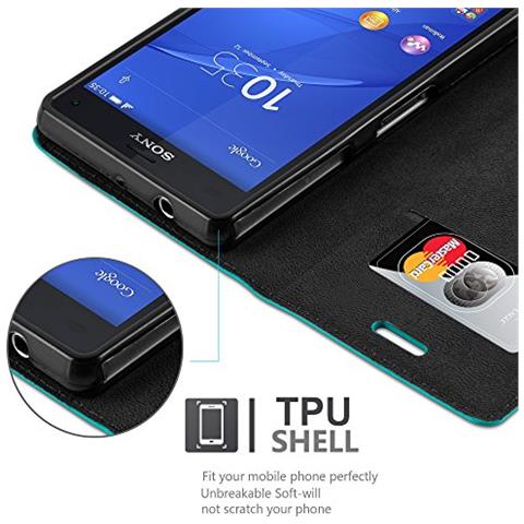 Custodia Compatibile Con Sony Xperia Z3 Compact In Turchese Petrolio - Coperchio Protettiva Con Chiusura Magnetica, Funzione Stand E Tasca Per Le Carte - Foto 2