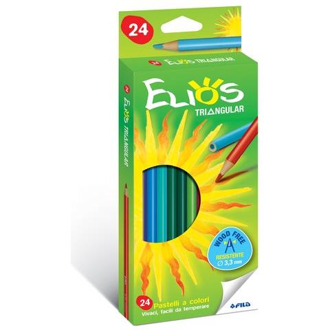 Astuccio Cartone Appendibile 24 Matite Pastello Legno Colori Assortiti Elios Trangular - Foto 1