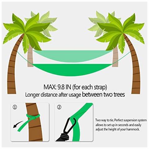 10 Piedi Amaca Cinghie (2 Pezzi) 3 M X 25 Cm Max Cuscinetto 500 Kg Camping Hammock Accessori Sistema Di Sospensione Con 2 Moschettoni Gancio Un Gancio Sedia Dattaccatura Borsa - Foto 4