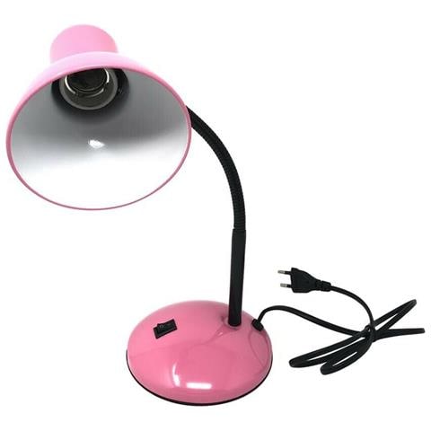 Lumetto Da Scrivania Braccio Snodabile Lampada Porta Lampadina E27 Lume Rosa - Foto 4