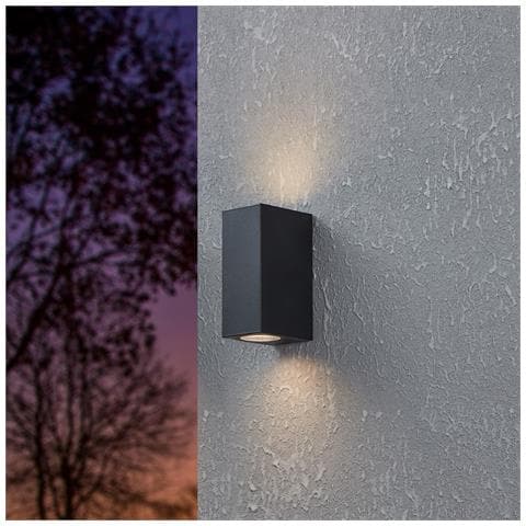Applique Contemporanea Da Esterno Jabaga 2 Luci Plastica Nero - Foto 1