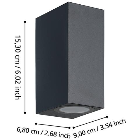 Applique Contemporanea Da Esterno Jabaga 2 Luci Plastica Nero - Foto 2