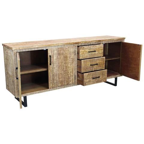 Mobile Credenza Da Interno In Legno E Metallo A 3 Ante E 3 Cassetti Linea Classic - Foto 2