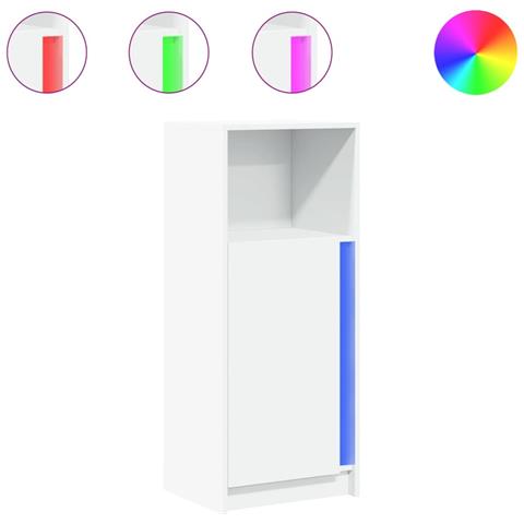 Credenza Con Led Bianca 42,5x34x100 Cm In Legno Multistrato - Foto 2