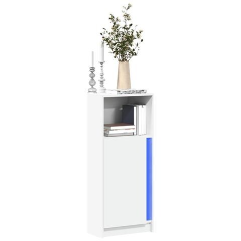 Credenza Con Led Bianca 42,5x34x100 Cm In Legno Multistrato - Foto 1