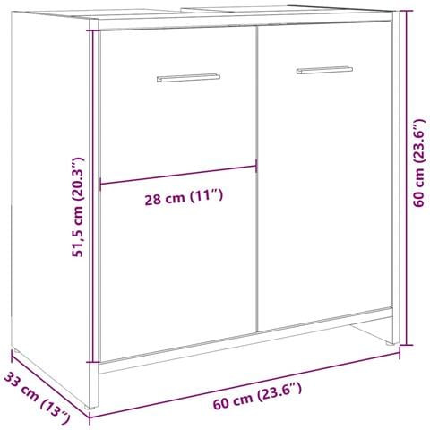 Mobile Lavabo Bagno Rovere Sonoma 60x33x60 Cm Legno Multistrato - Foto 2