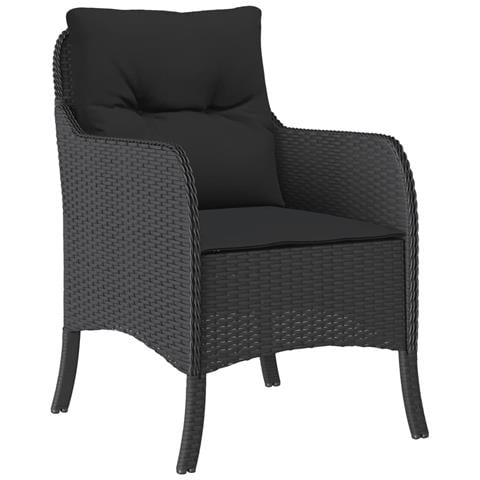 Set Da Pranzo Da Giardino 7 Pz Nero Con Cuscini In Polyrattan - Foto 3