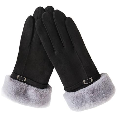 Guanti In Pelle Scamosciata Da Donna Touchscreen Calore Invernale Black - Foto 1