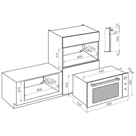 Forno Elettrico da Incasso 7107640 Capacità 91 L Multifunzione Ventilato Colore Nero - Foto 4