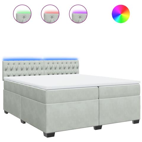 Giroletto A Molle Con Materasso Grigio Chiaro 200x200cm Velluto - Foto 2