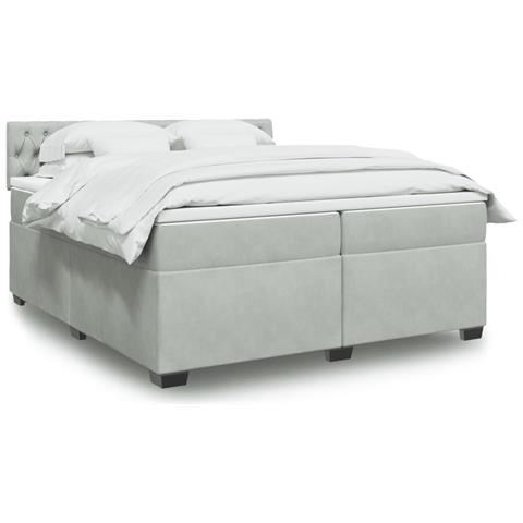 Giroletto A Molle Con Materasso Grigio Chiaro 200x200cm Velluto - Foto 1