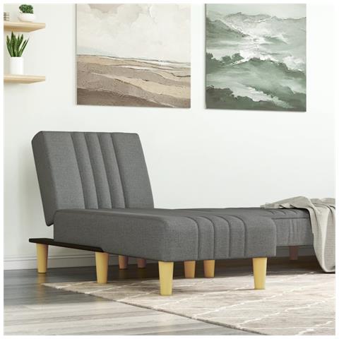 Chaise Longue In Tessuto Grigio Scuro - Foto 1