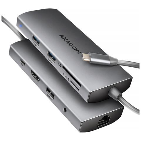 HMC-8HLSA replicatore di porte e docking station per laptop Cablato USB 3.2 Gen 1 (3.1 Gen 1) Type-C Grigio - Foto 1