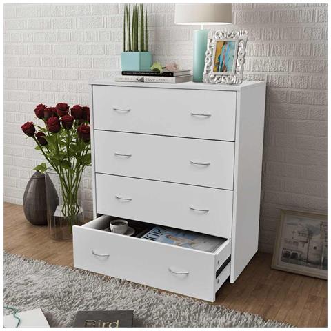 Credenza Con 4 Cassetti 60x30,5x71 Cm Bianca - Foto 7