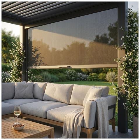Laterale Zanzariera In Textilene Apertura Manuale Per Pergola 3 M - Foto 2