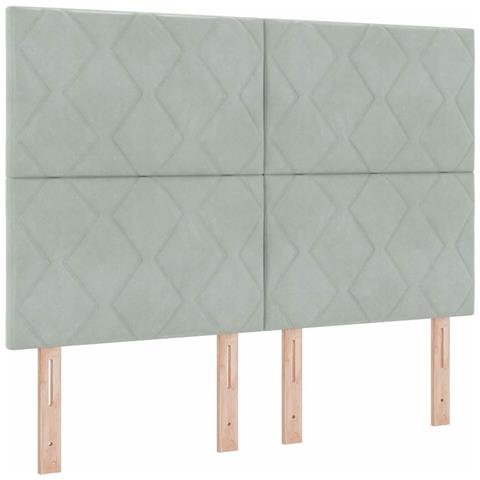 Testiera a Blocchi a Diamante Grigio Chiaro 140 cm Velluto - Foto 1