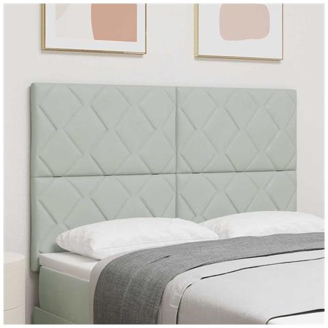 Testiera a Blocchi a Diamante Grigio Chiaro 140 cm Velluto - Foto 2