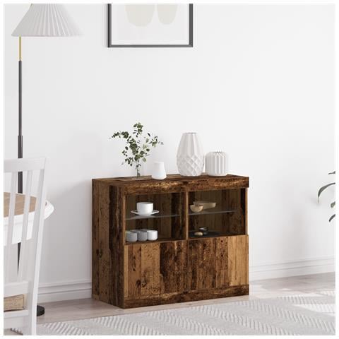 Sideboard con Luci LED Legno Vecchio 81x37x67 cm - Foto 2
