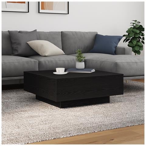 Tavolino da caffè con luci LED Finitura in rovere nero 80x80x31 cm - Foto 2