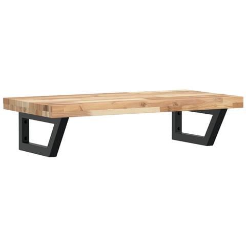 Ripiano A Parete Per Lavabo In Acciaio E Massello Di Acacia - Foto 1