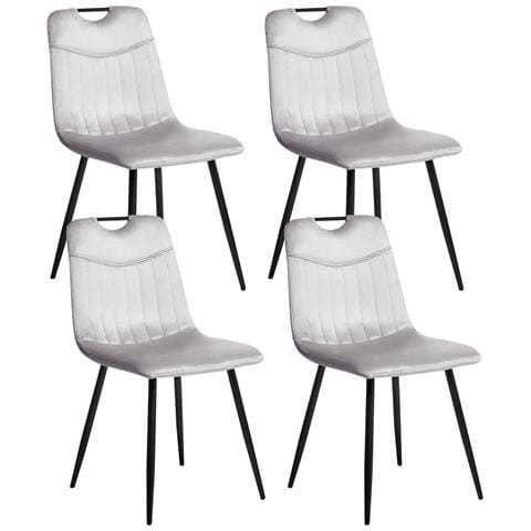 Set Di 4 Sedie Da Pranzo Argyle Velluto Grigio Chiaro - Foto 2