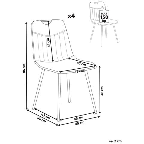 Set Di 4 Sedie Da Pranzo Argyle Velluto Grigio Chiaro - Foto 8