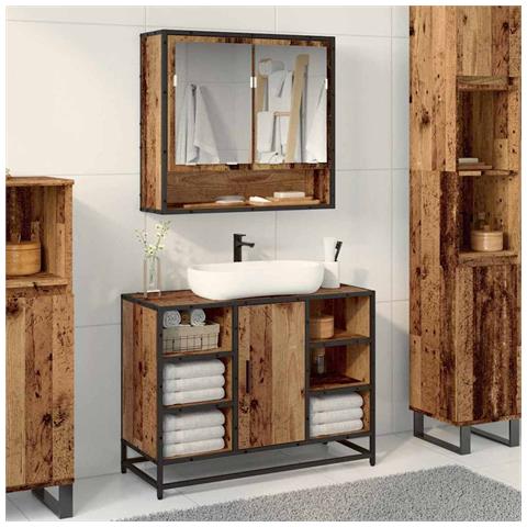 Mobiletto per specchio da bagno Legno vecchio 65 x 20 x 60 cm - Foto 2